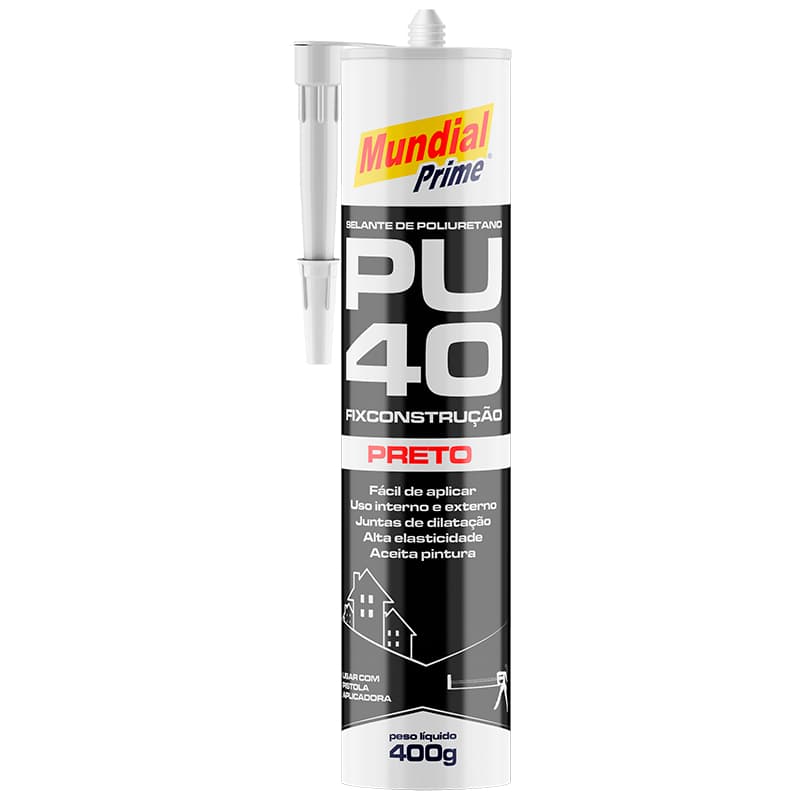 Cola Adesivo poliuretano Selante PU40  PRETO Mundial Prime 400g