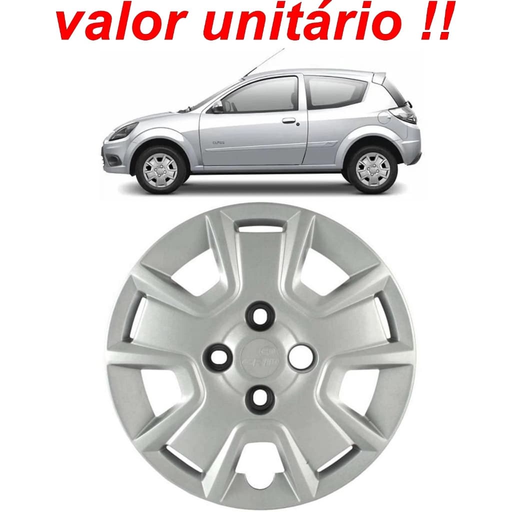 CALOTA ARO 14 MODELO KA 2012... APLICACAO LINHA FORD PRATA CUBO BAIXO FIXACAO PARAFUSO 090CBPTAU