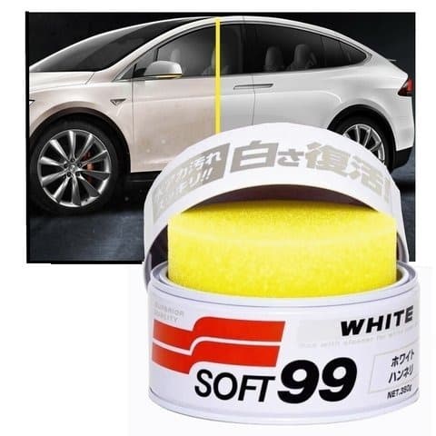 Cera de Carnaúba Para Carros Brancos White Wax 350g Soft99 com alto rendimento