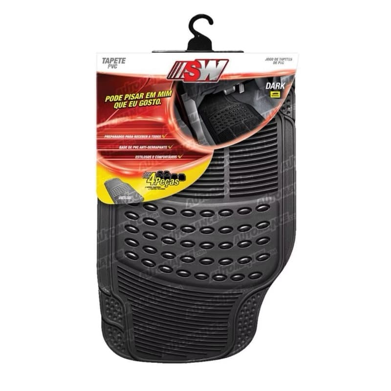 Tapete Automotivo PVC Premium Preto 4 Peças