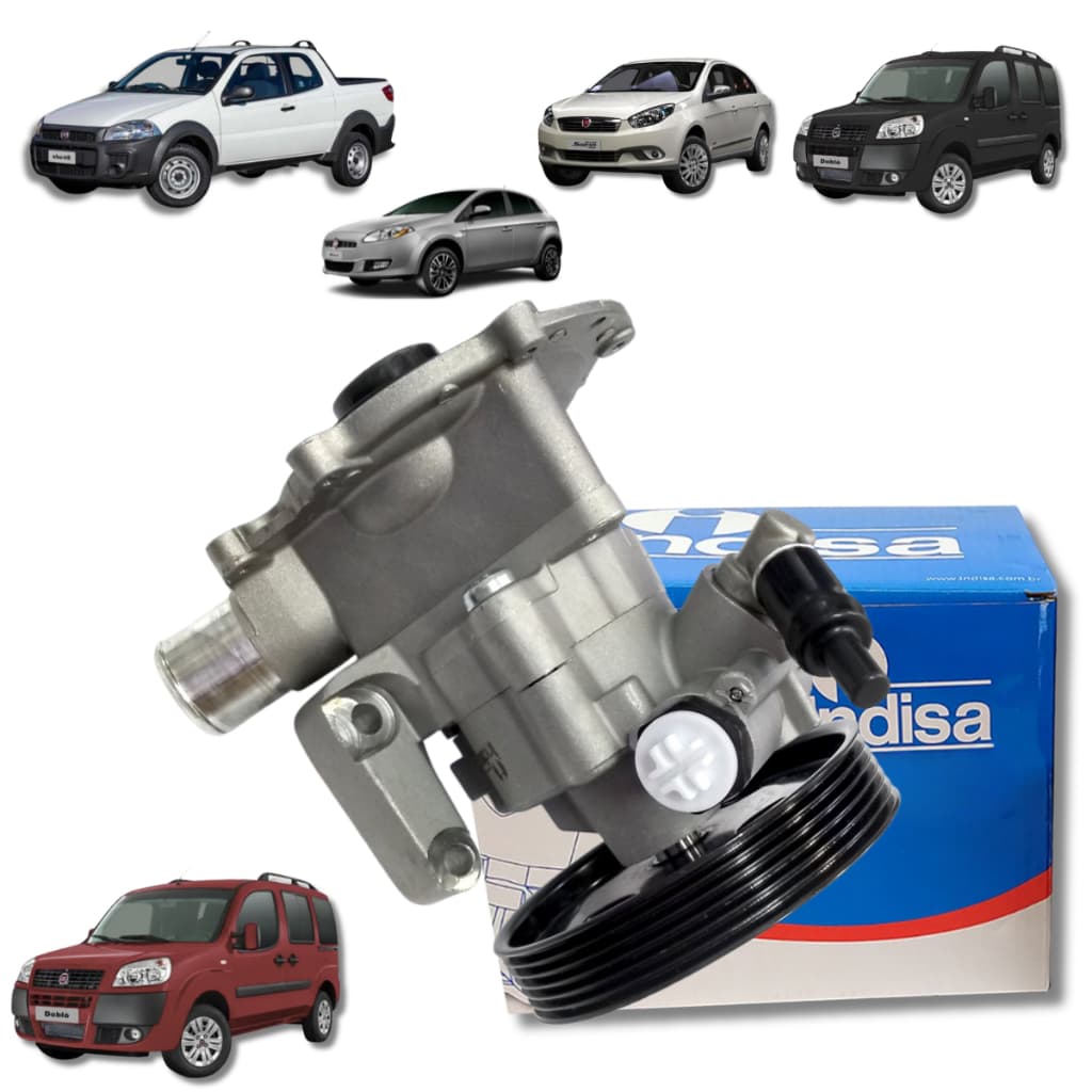 Bomba D´Água acoplada a bomba de direção hidráulica Para veículos Fiat: bravo 1.8 Doblo 1.8 Grand Siena 1.6 Idea 1.6/1.8