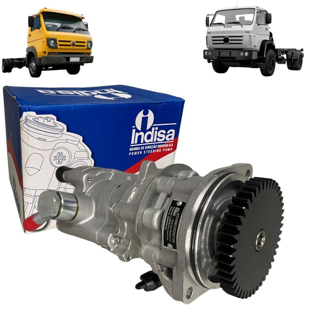 Bomba de Direção Hidráulica Com Vácuo Indisa Para Caminhões Volkswagen 8150 4.3 Série 10 2003/2005