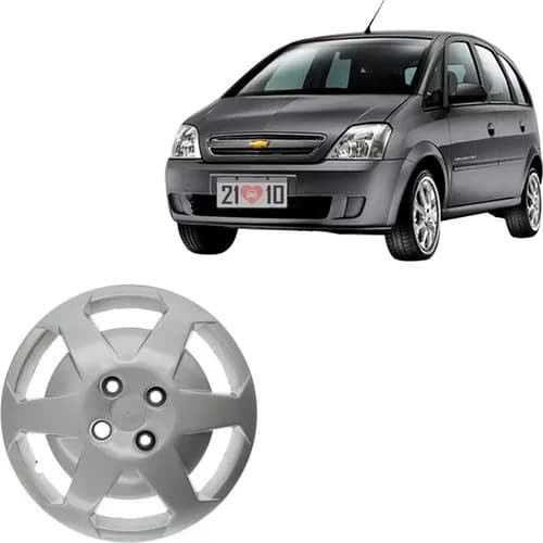 CALOTA ARO 14 MERIVA APLICACAO MERIVA 03/12 PRATA PINO BAIXO FIXACAO PARAFUSO GRID 012CBPTAU
