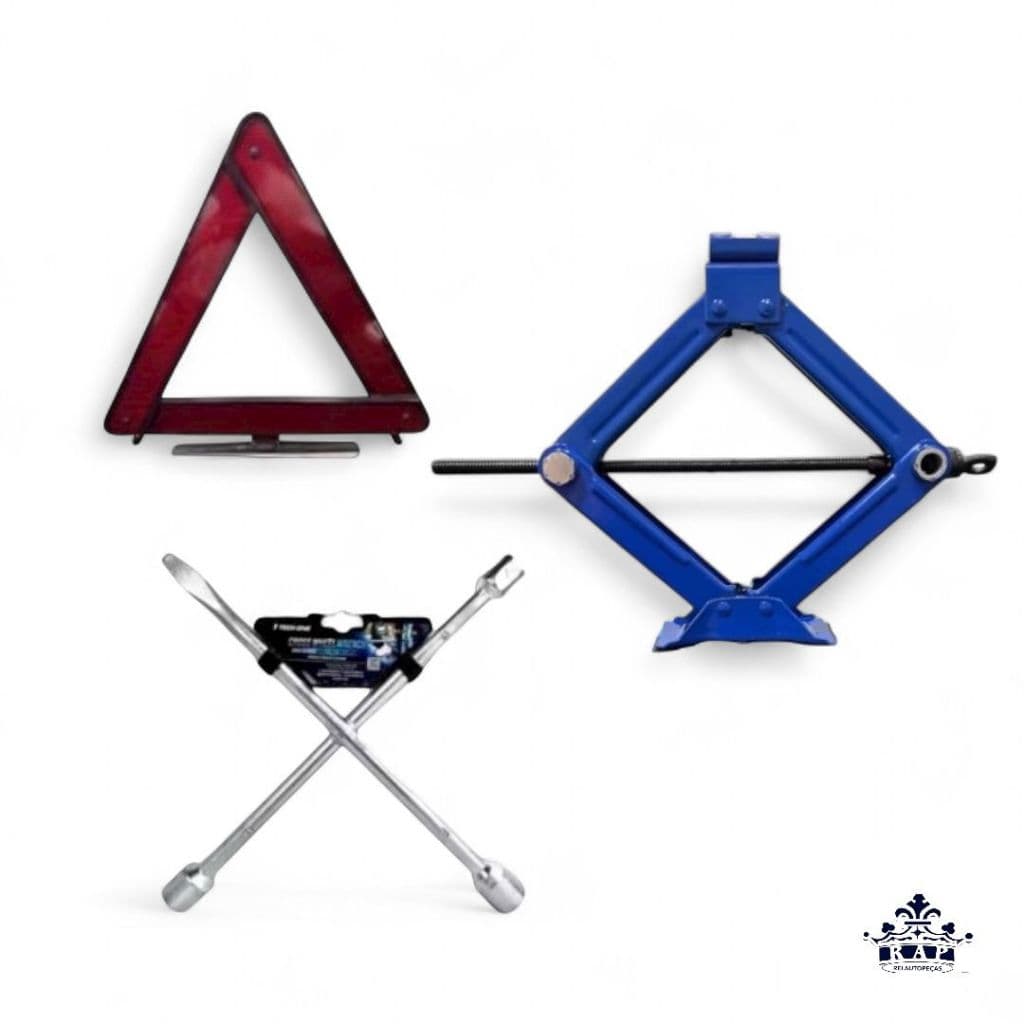 Kit Estepe Macaco Sanfona + Chave Roda + Triangulo TechOne