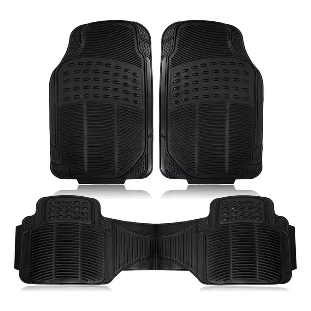 Tapete Automotivo Universal Carro 100% Borracha Reforçado 3 Pçs parte traseira inteira protege meio