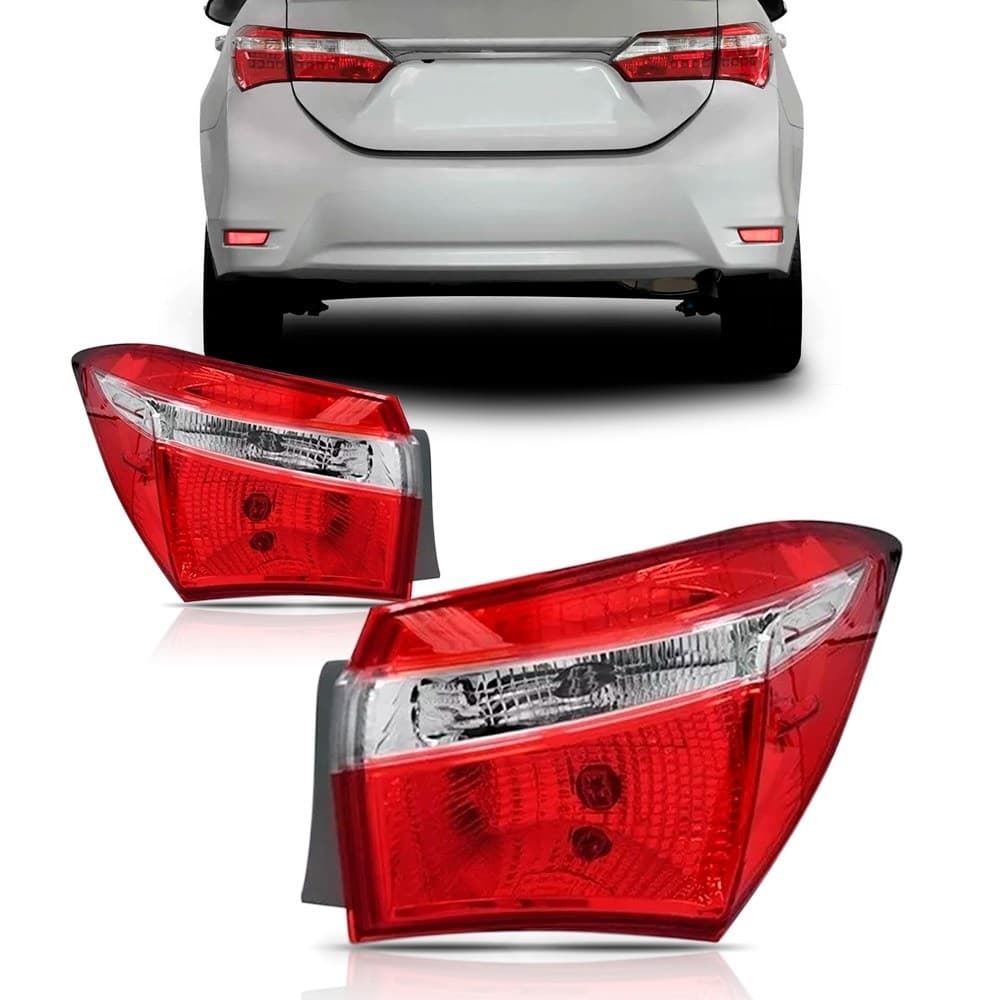 Kit Lanterna Traseira p/ Corolla 2014 2015 2016 Canto S/ Led
