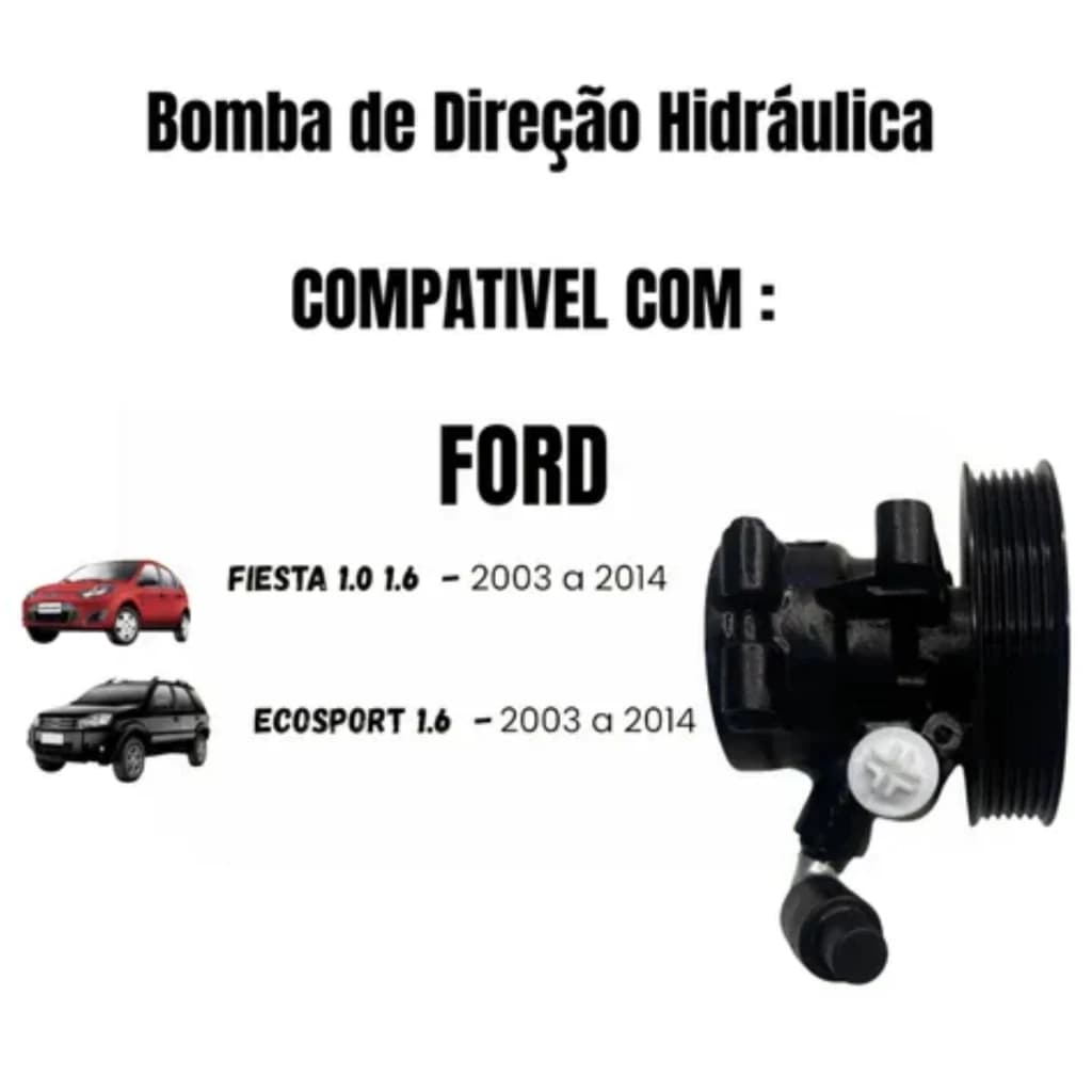 Bomba De Direção Hidráulica C/Polia Ford Ecosport Ford Fiesta Hatch Sedan 1.6 8v Zetec Rocam