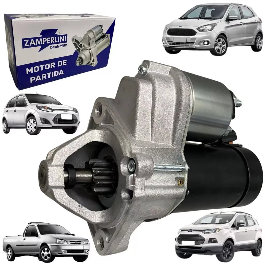 Motor de Partida Para Ford Fiesta Ka Courier Ecosport 1.0 1.6 Até 2014 Motor Zetec Rocam