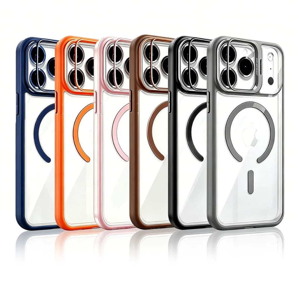 Capa MagSafe Transparente com Anel Metálico Circular Protetor de Lente Compatível iPhone 11/13/14/15/16/17 Pro Max