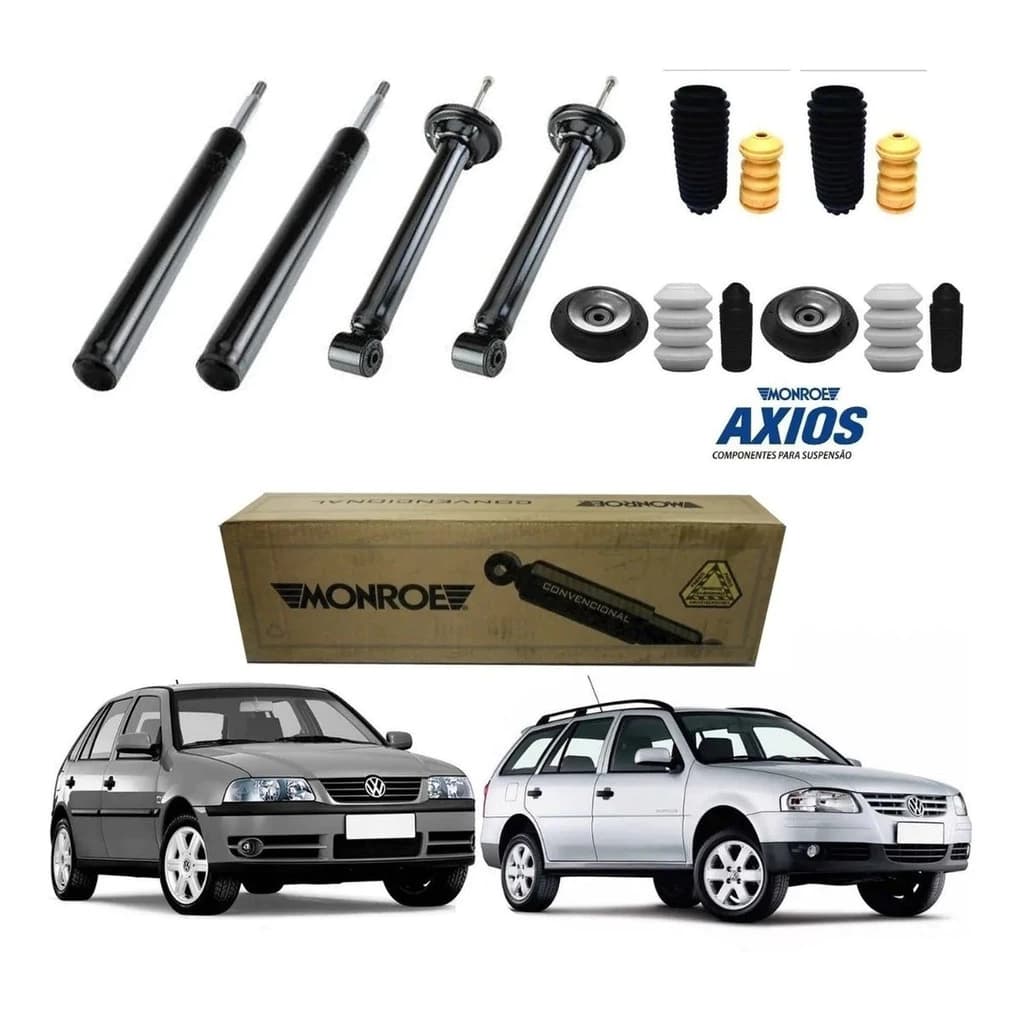 Amortecedor (Kit 04Peças) - Gol Parati G3 G4 Monroe Gás + Kit Axios