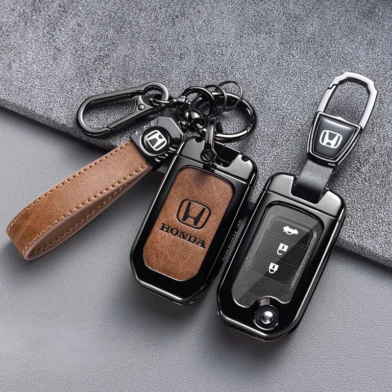 Capa de Couro + Liga de Zinco para Chave de Carro Protegida De 8a Geração Honda Civic